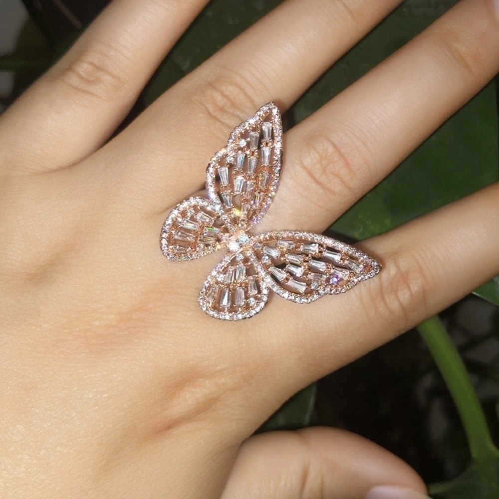 Butterfly Statement Ring With Cubic Zirconia - image 1